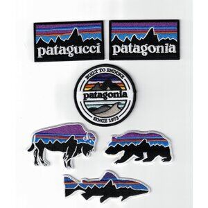 (6) Patagonia Nature Camping Hiking Mountains Patch Sew / Iron On